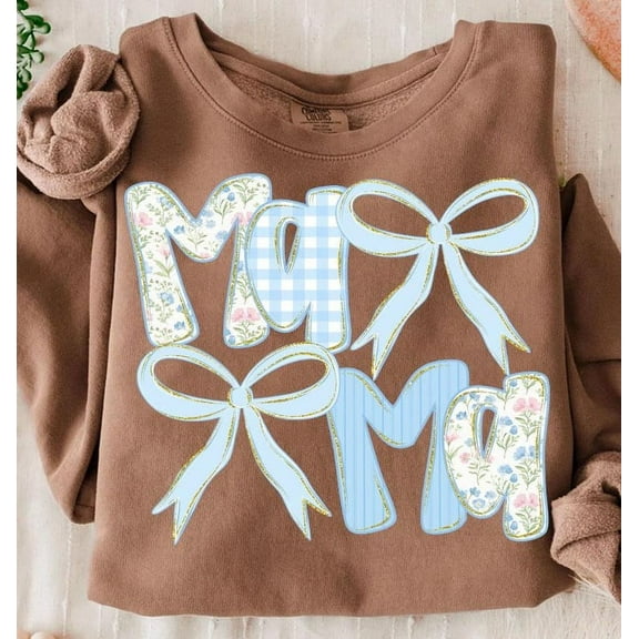 Preppy Floral Mama Sweatshirt, Grandmillennial Floral Sweatshirt, Nana Gigi Shirt, Mama Floral Sweatshirt, Blue Mama Shirt, Striped Mama Shirt, Mother's Day Gift