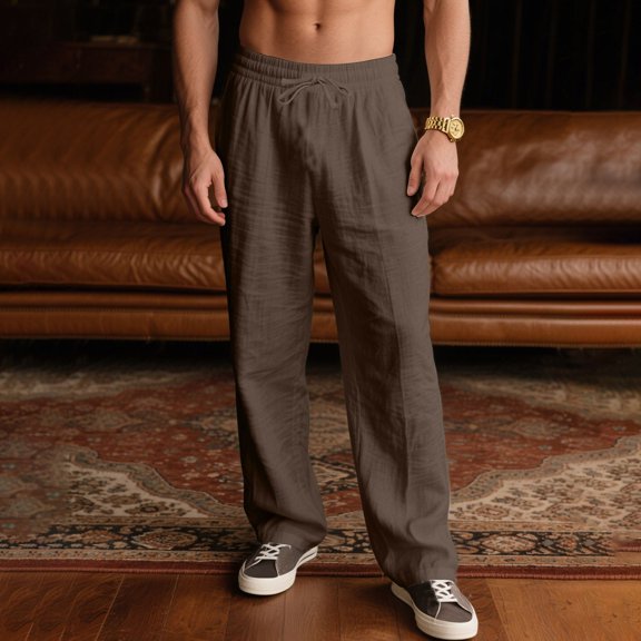 LEKWK Men's Graphic Print Sweatpants Casual Lounge Joggers Loose Fit Athletic Track Pants Elastic Waist Drawstring Workout Training Everyday Streetwear Bottoms Coffee M