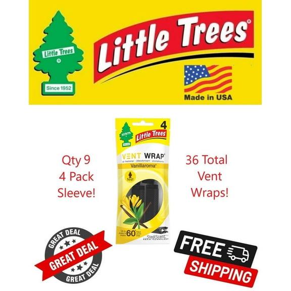 Little Trees Vent Wrap Vanillaroma Scent Air Freshener for Car & Home - 36 Pack!
