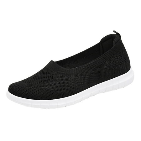 KELINFONG Knit Flats Slip on Walking Shoes for Women Lightweight Comfortable Loafers Mesh Sneaker