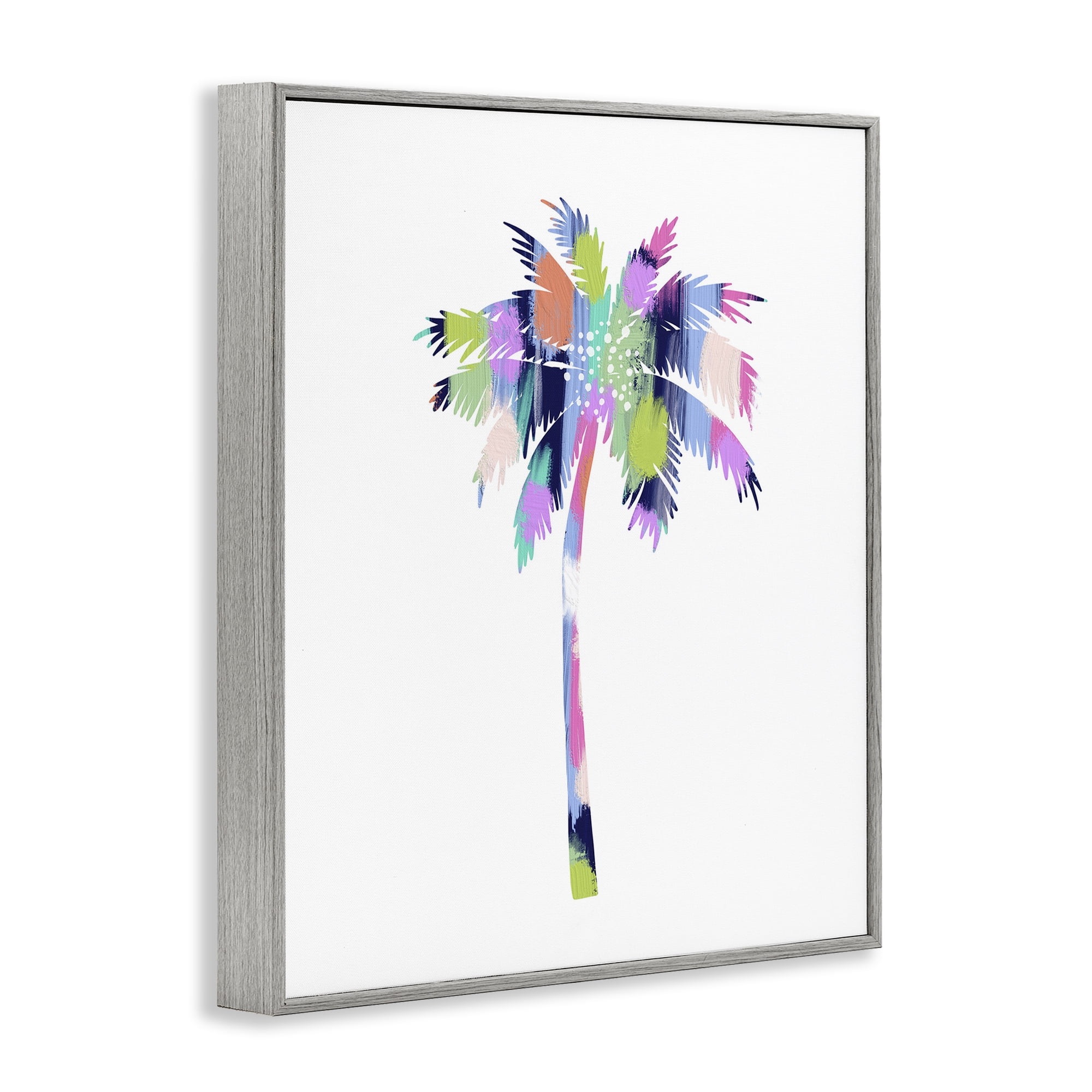 Stupell Industries Patterned Palm Tree Botanical & Floral Painting Gray Framed Art Print Wall Art, 24 x 30