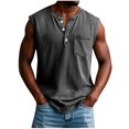 thumbnail image 2 of Mens Crew Neck Workout Tank Tops Casual Basic Sleeveless T-Shirts Summer Outdoor Training Muscle Tops with Pocket, 2 of 7