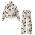 thumbnail image 5 of Glofpot Workout Sets for Women 2 Piece Outfits, Mock Neck Sweatshirt Long Sleeve Pullover Tracksuit, Wide Leg Trousers with Pockets, Matching Lounge Set, Airport Outfit, Duck Camo Bow Sweat Suit, 5 of 8
