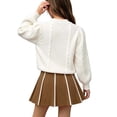thumbnail image 5 of ITSAME Girls Outfit Set Knit Long Sleeve Pullover Top and Skirt 2-Piece Fall Winter Comfy Casual Set Coffee Size 2T, 5 of 6