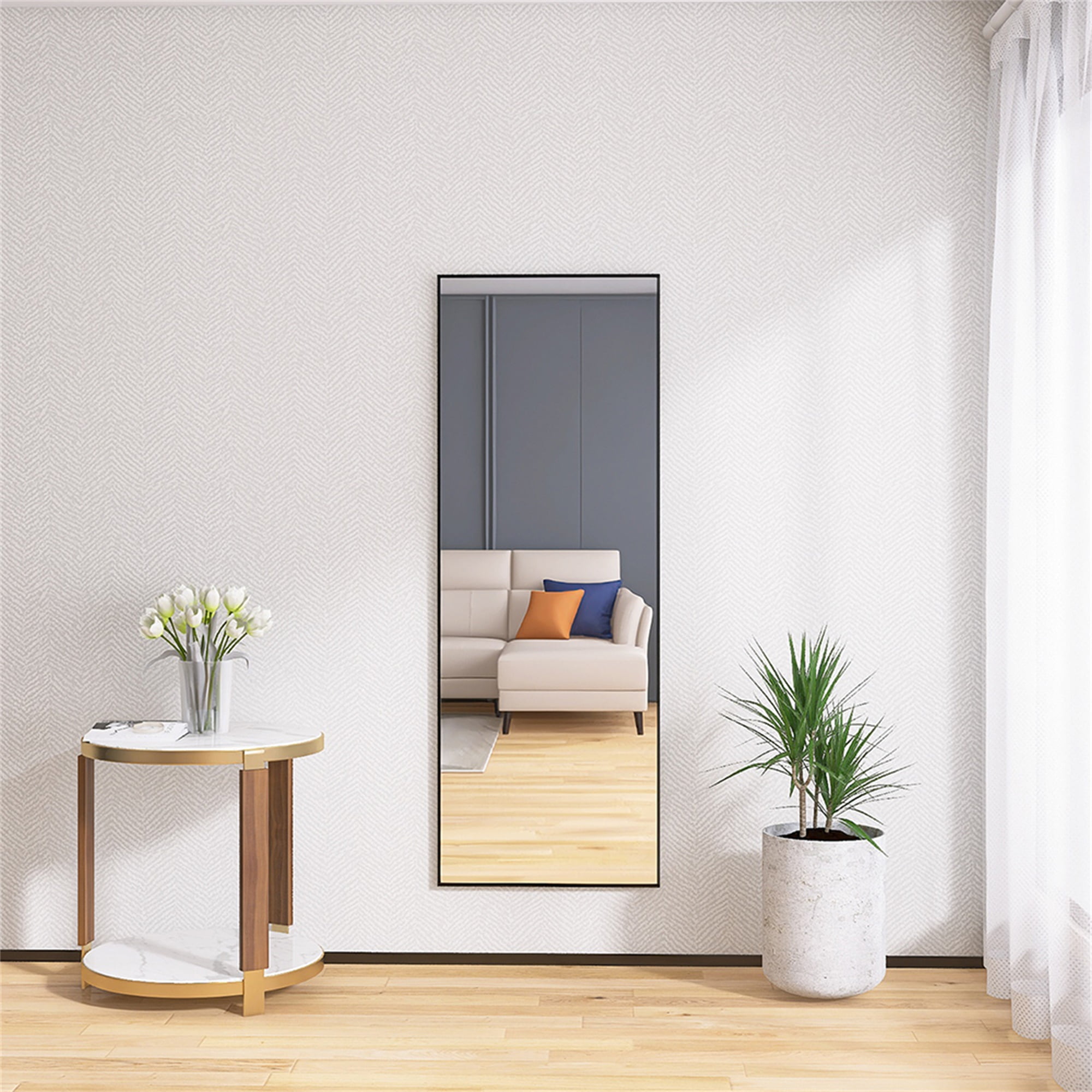 Kepooman 65"x 24" Wall Mounting Full Body Mirror, Full Length Mirror with Stand, Floor Mirror for Bedroom, Black Kepooman 65"x 24" Wall Mounting Full Body Mirror, Full Length Mirror with Stand, Floor Mirror for Bedroom, Black