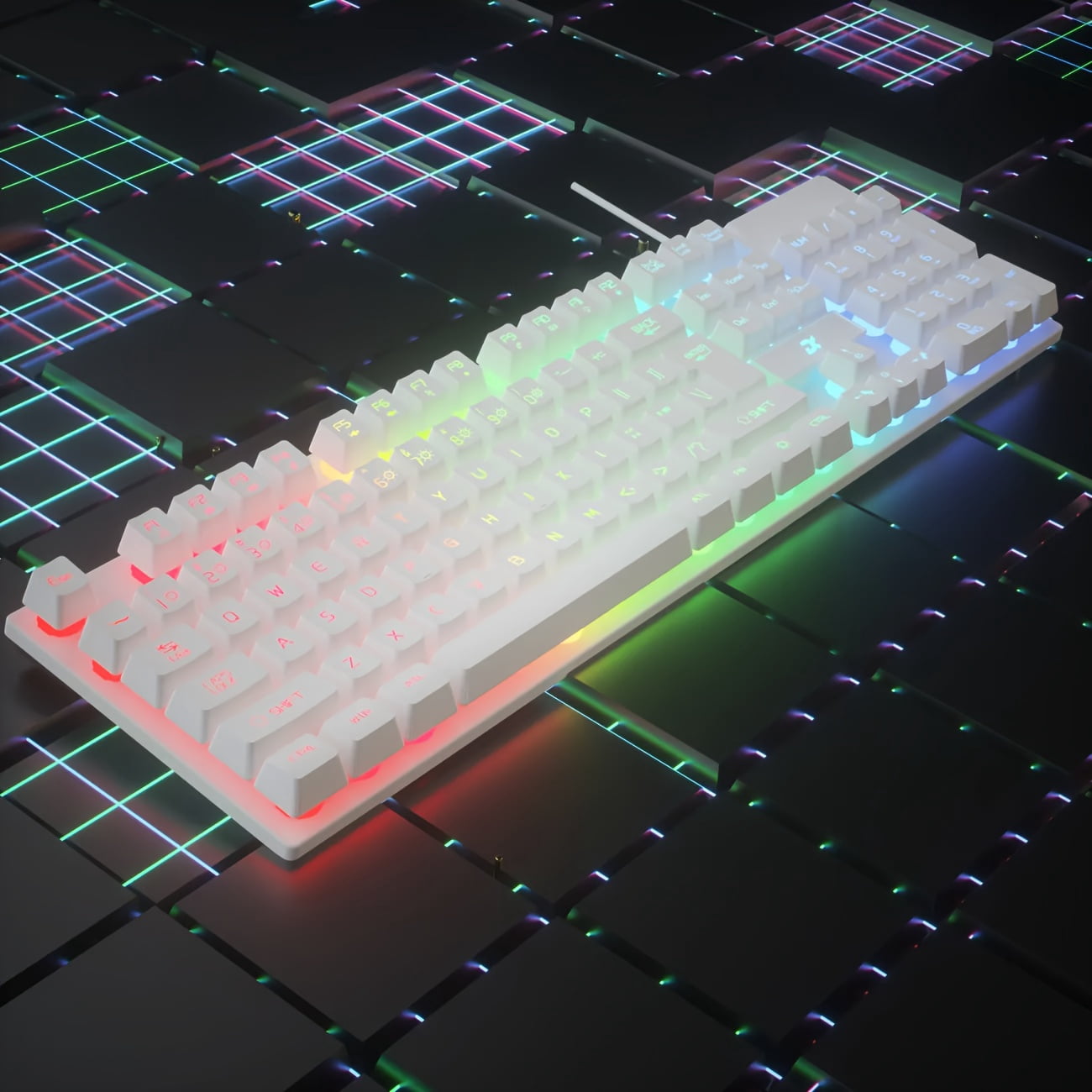 USB Wired Mechanical Keyboard RGB Backlit Gaming Keys Universal Compatibility for PC Laptop Desktop Smartphone Tablet Ideal for Office Gaming Streaming Use
