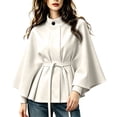 thumbnail image 3 of AHTJRT Cape Coats for Women Fall Winter Batwing Sleeve Belted Poncho Coats Casual Fashion Fall Winter Warm Windproof Outerwear Jackets Beige XL, 3 of 6
