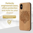 thumbnail image 2 of Case Yard Wooden Case Outside Soft TPU Silicone, Slim Fit Shockproof Wood Protective Phone Cover for Girls Boys Men and Women, Supports Wireless Charging Wolf Design case for iPhone-XS-Max, 2 of 7