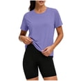 thumbnail image 6 of Womens Blouses Dressy Casual Ndbuld Women's Fashionable Slim-fitting Elastic Lightweight Casual UPF 50+ Sunscreen Hiking Sports Short-sleeved Round-neck Top Purple XL, 6 of 9