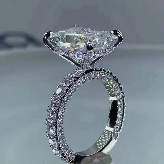 14K White Gold Plated 4Ct Radiant Cut Lab Created Diamond Engagement Ring Band