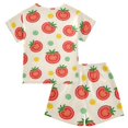 thumbnail image 2 of Cute Tomatoes Pattern Summer Pajama Set Soft Cotton Short Sleeve Sleepwear 2PCS Pajama Sets Breathable Lounge Set Size 10Y, 2 of 7