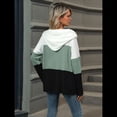 thumbnail image 4 of Suéter con Capucha y Media Cremallera para Mujer, Talla Grande, Color Block, Punto Acanalado, Cuello en V, Larga Verde XL, 4 of 10
