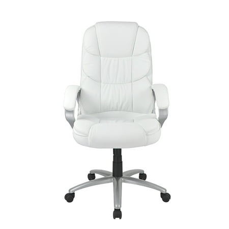 White High Back Leather Executive Office Desk Task Computer Chair White High Back Leather Executive Office Desk Task Computer Chair Metal Base O10