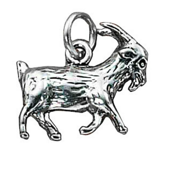 Sterling Silver 16" .8mm Box Chain 3D Billy Goat Pendant Necklace