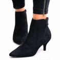 thumbnail image 1 of NewwayWomens Side Zip Ankle Booties Low Kitten Heels Pointed Toe Shoes Boots, 1 of 3
