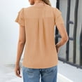 thumbnail image 5 of Burnt Orange Loose Fit Shirts for Women Summer Fall Ruffle Short Sleeve Boat Neck Faux Gauze Linen Casual Pleated Basic Top T Shirt Blouse Womens 2025 Soft Comfy Clothes XL, 5 of 7