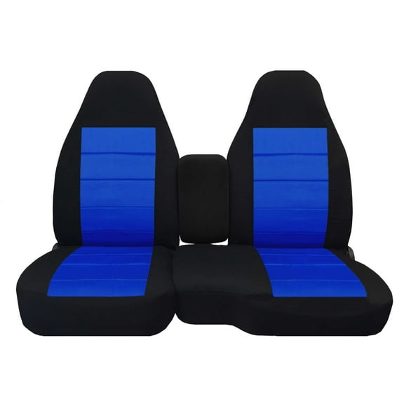 T480-Designcovers Fits 2004-2012 Chevy Colorado/GMC Canyon Velour Truck Seat Covers(Front 60/40 Split Bench)-Opening Console:Black and Dakr Blue