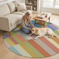 thumbnail image 2 of Small Round Rug 3Ft, Colorful Striped Non-Slip Washable Circle Rugs Carpet, Modern Staggered Stripes Indoor Outdoor Rug Floor Mats Throw Runner for Bedroom Living Room Bathroom, 2 of 8