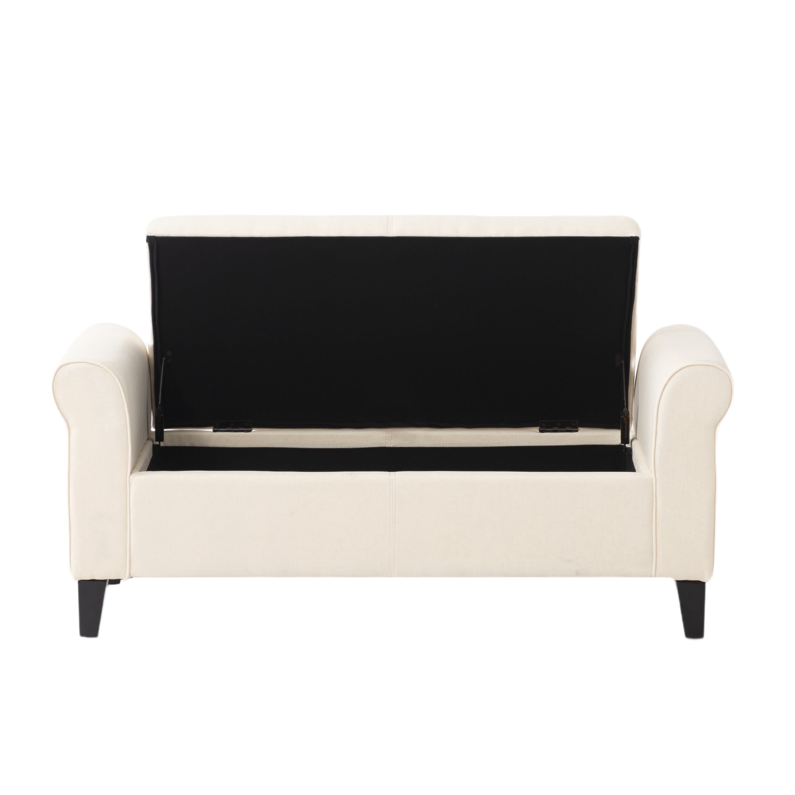 Gewnee 49.61" Flip Top Storage Bench, Linen Upholstered Solid Wood Frame Bench for Living Room and Bedroom, Beige