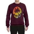 thumbnail image 2 of Tropical Palm Trees Silhouettes with Sunset | Mens Pop Culture Crewneck Graphic Sweatshirt, Maroon, 3XL, 2 of 4