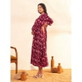 thumbnail image 3 of Janasya Indian Women's Maroon Cotton Floral Front Tie-Up Maternity Dress, 3 of 5