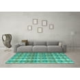 thumbnail image 3 of Ahgly Company Machine Washable Indoor Square Abstract Turquoise Blue Modern Area Rugs, 4' Square, 3 of 4