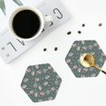 thumbnail image 4 of Yiaed Hedgehogs and Flowers Print Leather Coasters for Drinks - Cup Coasters Coffee Table Kitchen Table Bar, Home & Office Gifts Handmade Drink Coasters-Hexagon, 4 of 6