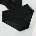thumbnail image 3 of Sngxgn Women's V Neck Tummy Control Swimsuit Cheeky Tie Side High Cut Bathing Suit Ribbed Swimwear(Black,XL), 3 of 7