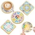 thumbnail image 1 of Juego de posavasos UXORSN para bricolaje con mosaicos de vidrio, 4 unidades, con bases de bambú, 1 of 7