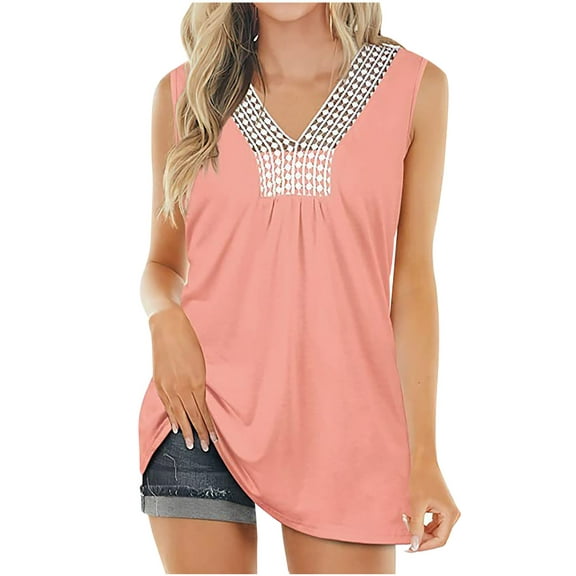 Babysbule Womens Tank Tops Fashion Women's Summer V-Neck Casual Solid Tank Tops Sleeveless Blouse