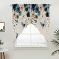 thumbnail image 2 of Swag Valance Curtains for Windows, Weeping Blue Floral Light Filtering Kitchen Curtains with Rod Pocket, Spring Butterflies Flowers Linen Window Treatment Valances for Living Room, 36x36 - 2 PCS, 2 of 9