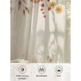 thumbnail image 5 of Sheer Curtains 45 inches Long 2 Panels Set Fall Plants Watercolor Ginkgo Wildflowers Linen Texture Tiers Sheers Rod Pocket Small Window Short Curtains for Kitchen Cafe, Each 52" W x 45" L, 5 of 7