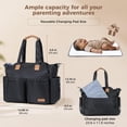 thumbnail image 4 of LEKE Diaper Bag Tote for Baby - 17 Pockets Large Travel Diaper Waterproof Tote with Portable Changing Pad, Mom Crossbody Hospital Bag for Labor Delivery, Baby Essentials for Newborn Gifts, Black, 4 of 7