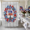 thumbnail image 4 of Independence Day Wreath Shower Curtain, 36" x 72", 4th of July Red Blue Flower Butterfly Wood Grain Waterproof Bathroom Curtain Washable Shower Curtain Set with 12 Hooks, 4 of 9