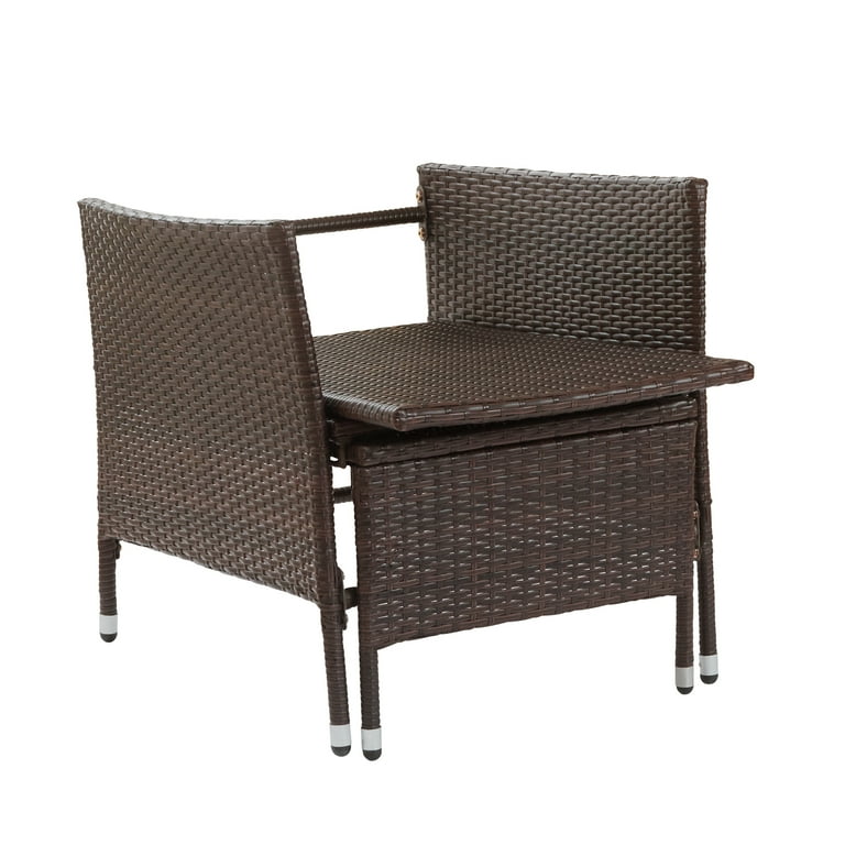 Teamson Home Outdoor Rattan Patio Lounge Chair with Pull Out