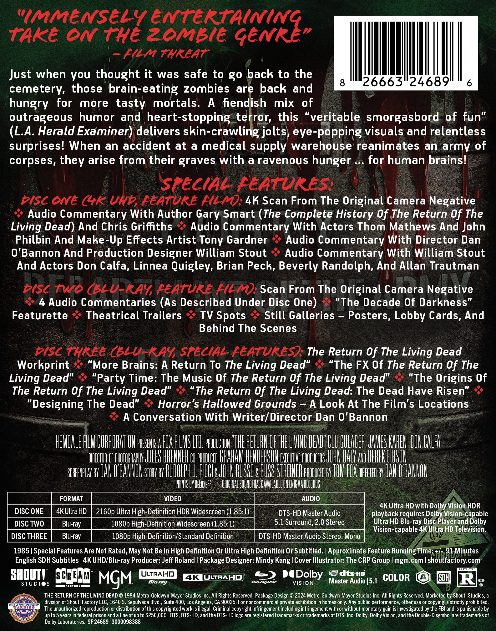 The Return of the Living Dead (Steelbook)(Walmart Exclusive) (4K Ultra HD + Blu-ray + Digital), Shout! Factory, Horror, Comedy