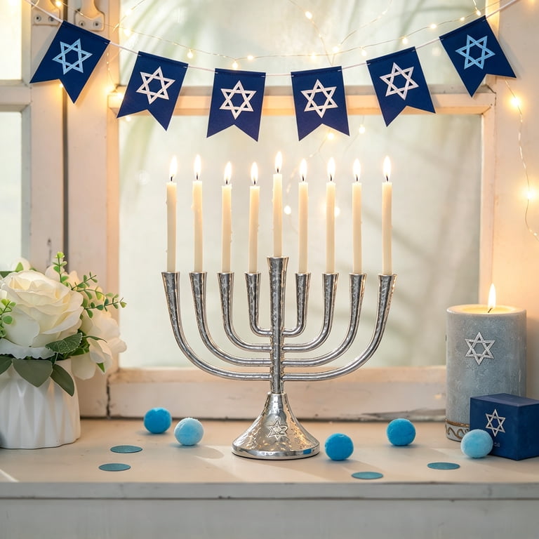 Sziqiqi 9-Branch Silver Hanukkah Menorah, Tree of Life photo 2