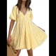 thumbnail image 1 of Vestido Mini de Corta Abullonada para Mujer, Fluido, Estilo Y2K, con Volantes, Ribete de Encaje, Lazo Frontal, Bordado, Corte A Amarillo S, 1 of 10