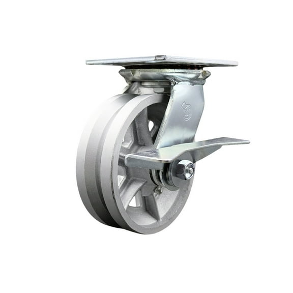 6 Inch Heavy Duty V Groove Semi Steel Caster with Ball Bearing and Brake SCC