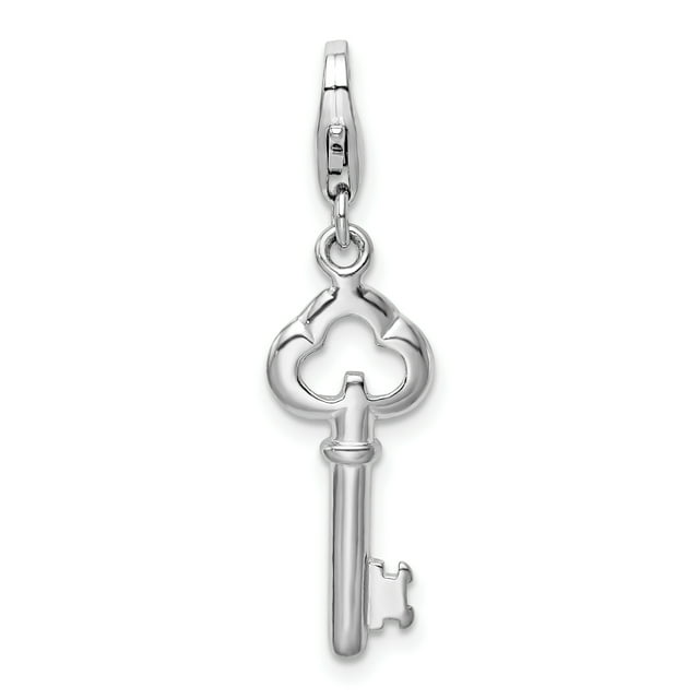 925 Sterling Silver Skeleton Key Necklace Pendant Charm