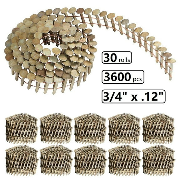 3/4" x .12" Round Head Ring Shank Galvanized Roof Nails (30 Rolls)