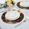 thumbnail image 4 of 15.4" Round Placemat Set of 4 Polyester Fabric Place Mats Non-Slip Dining Kitchen Table Mats for Kitchen Party Decor Red and White Scented Candles Pattern, 4 of 5