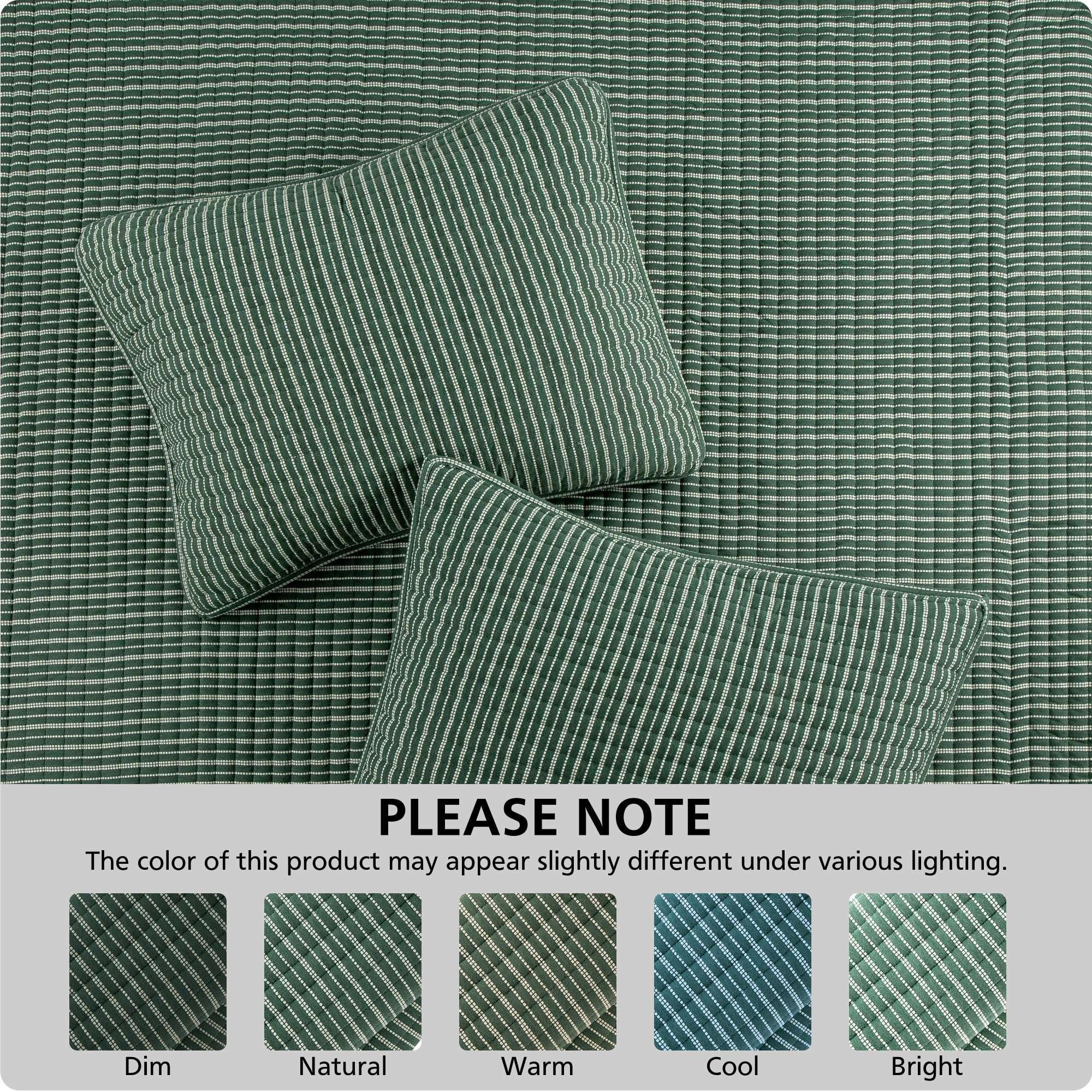 Mainstays Jersey Quilt Bedding Green Striped Cotton, Polyester Jersey Knitted Weave, King - Reversible, Breathable