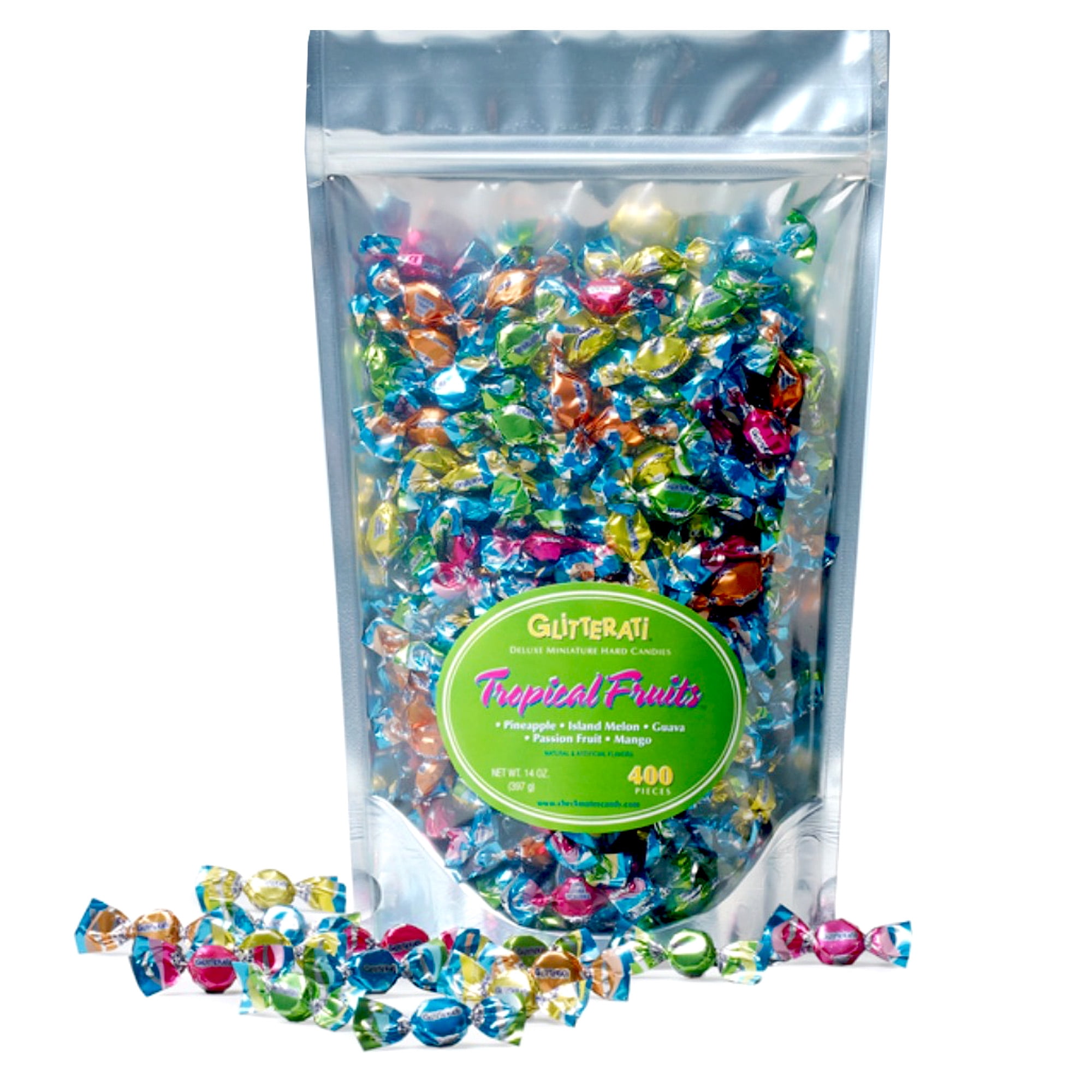 Glitterati Tropical Fruits Miniature Hard Candy Individually Wrapped, 14 Oz Bag