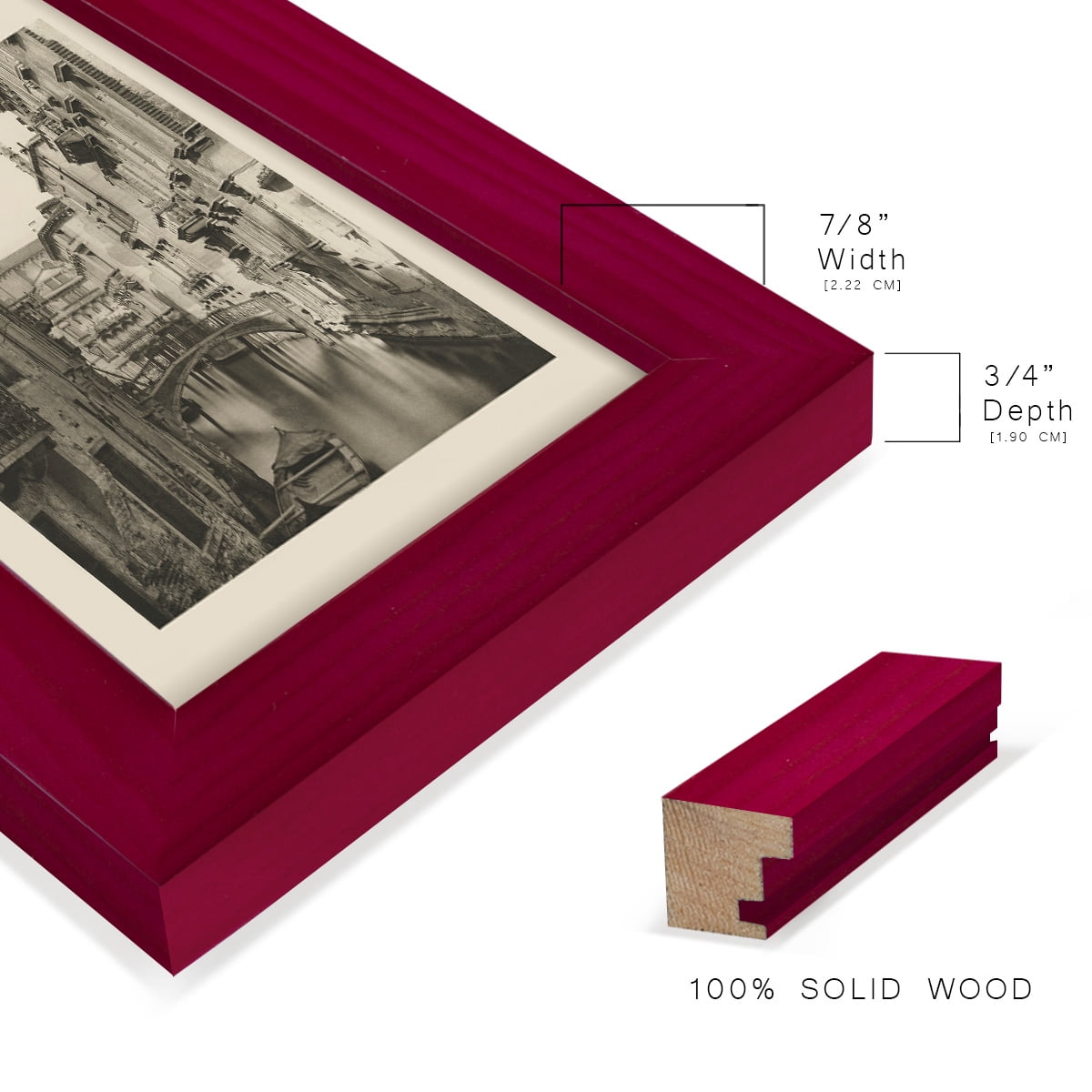 Vintage Views of Venice IV - Framed Print w/glass - Cherry Red