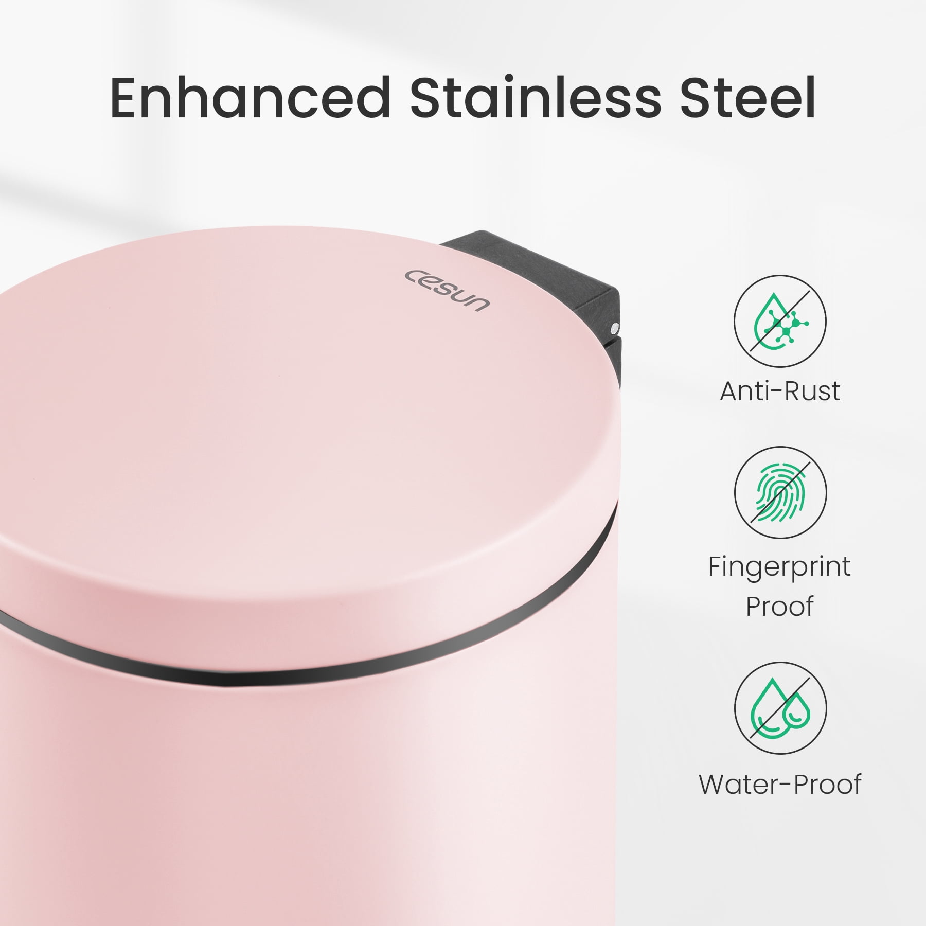 Cesun 1.2 Gallons Small Trash Can, Bathroom Garbage Can with Lid and Foot Pedal, Mini Round Wastebasket for Bedroom, Office, 4.5 Liters, Pink