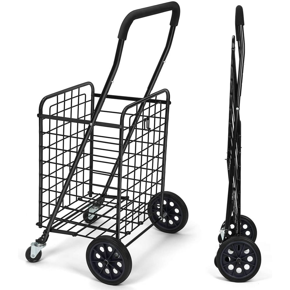 PERLESMITH Utility Carts Shopping Cart with Dual Swivel Wheels