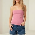 thumbnail image 6 of Felirenzacia Tube Tops for Women Going Out Strapless Crop Tops Sleeveless Bandeau Summer Y2k Cute Clothes,Pink,S, 6 of 7
