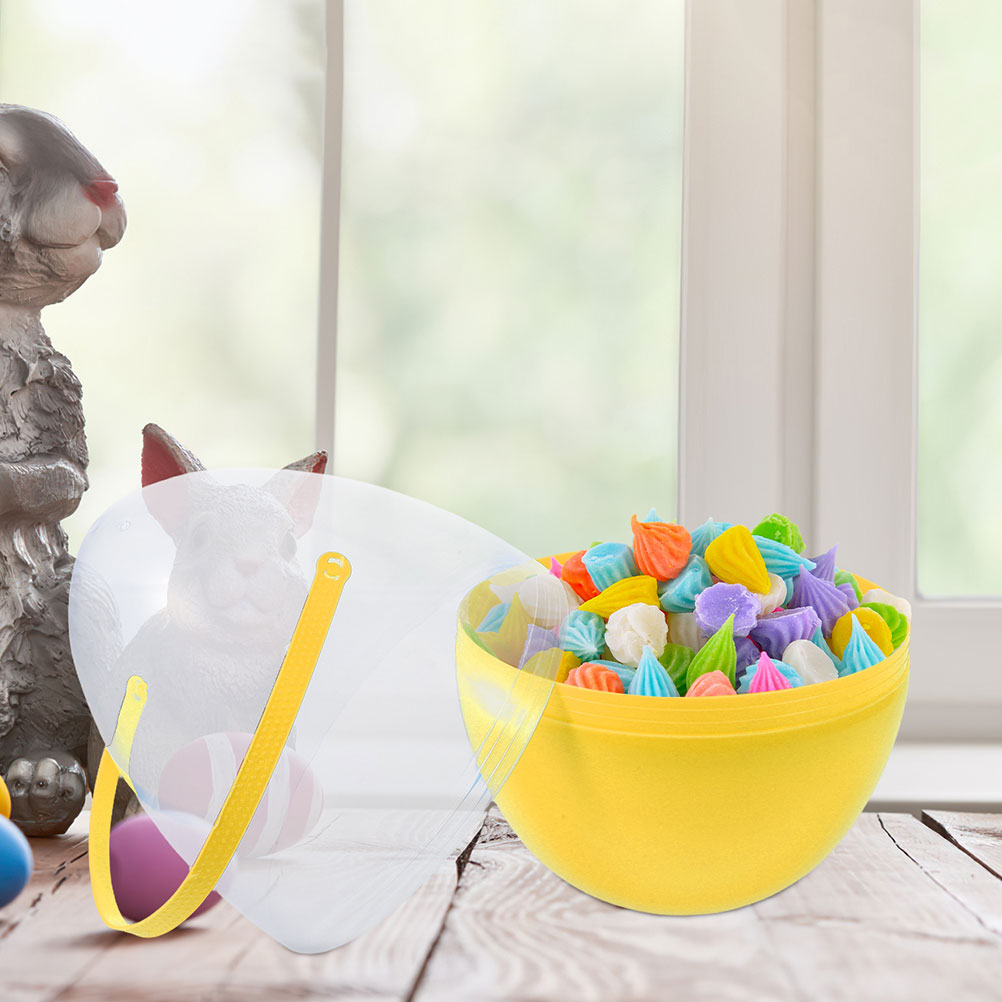 HONMEET 25cm Yellow Fillable Plastic Easter Egg with Handle for Storage and Fun Surprises at Events