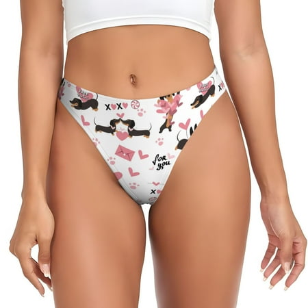 Sigee Dachshund Dog Puppy for Women s G-String Panty  Low Rise  Soft Lace Perfect for Everyday Wear or Special Occasions-Medium
